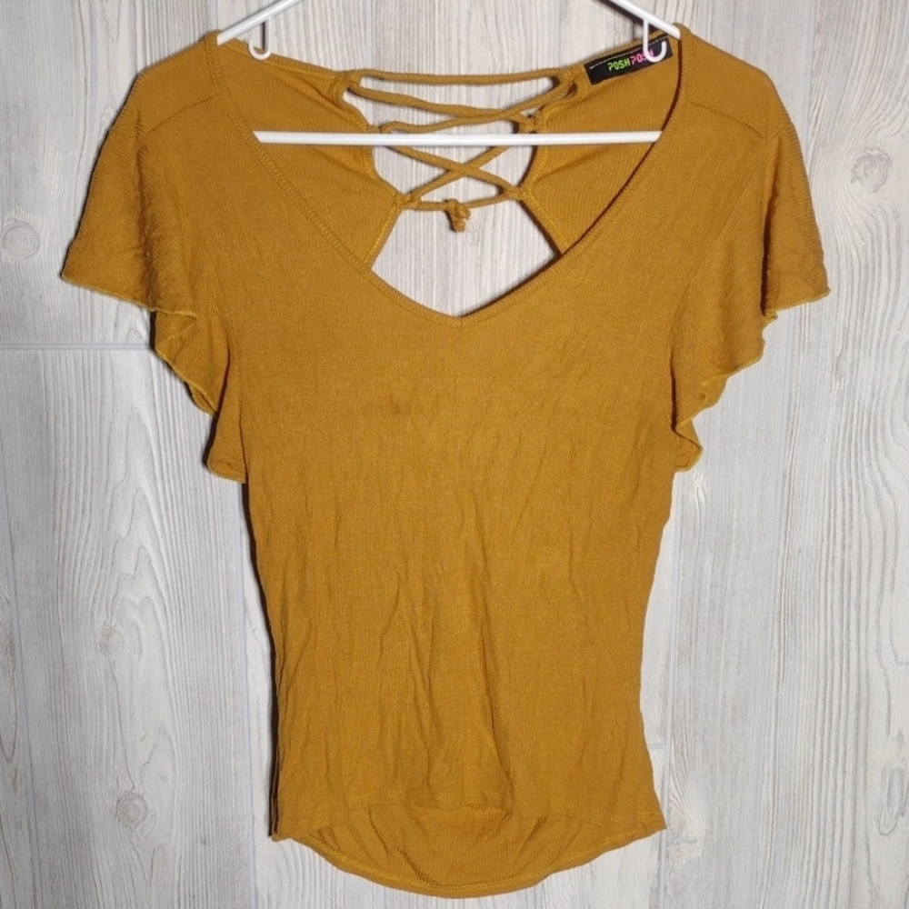 ✴️3 for $15: Mustard Top W/ Lace-Up Keyhole